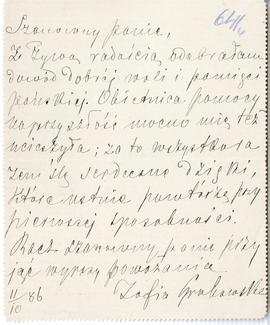 List od Zofii Grabowskiej do Erazma Majewskiego (rękopis)  strona 1