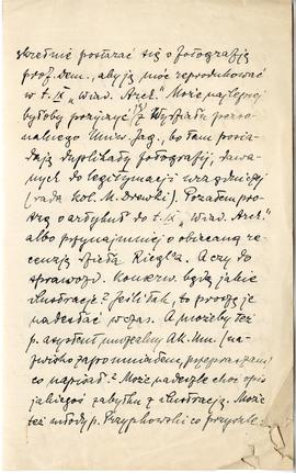 Rękopis listu Włodzimierza Antoniewicza do Józefa Żurowskiego z dnia 5.02.1924 r.  strona 3