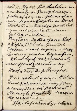 Notatnik nr 68 z odręcznymi notatkami Erazma Majewskiego z okresu od 08.08.1908 r. do 06.10.1909 ...