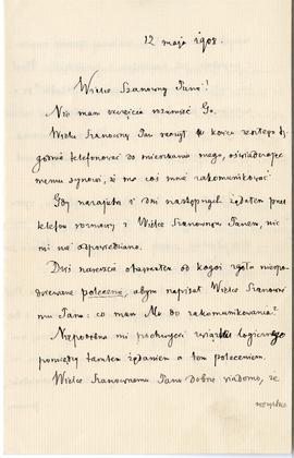 List od Wiktora Gomulickiego do Erazma Majewskiego (rękopis)  strona 1