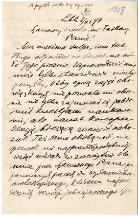 List od Hieronima Rafała Łopacińskiego do Erazma Majewskiego (rękopis)  strona 1