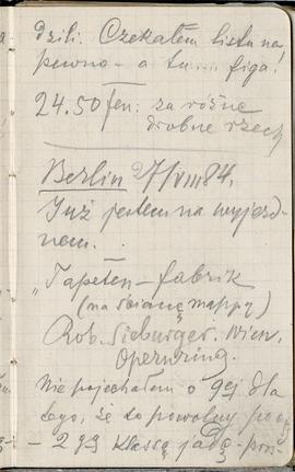 Notes nr 20 z wpisami odręcznymi  Erazma Majewskiego z okresu 25.08.1884 r.- 30.11.1884 r.  strona.
