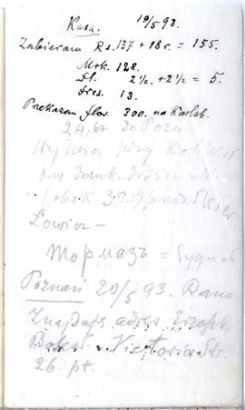 Notes nr 43 z z wpisami odręcznymi  Erazma Majewskiego z okresu od 18.05.1893 r.-26.05.1893 r.  s...