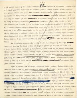 Maszynopis artykułu Józefa Żurowskiego z odręcznymi poprawkami pt. "Sztuka przedhistoryczna ...