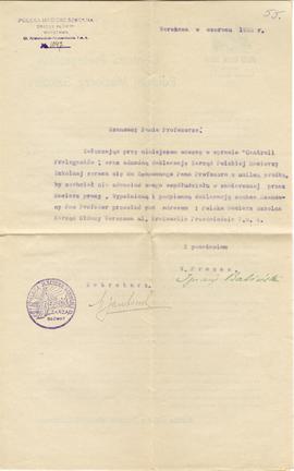 List od Ignacego Balińskiego do Erazma Majewskiego (maszynopis  druk)  strona 1