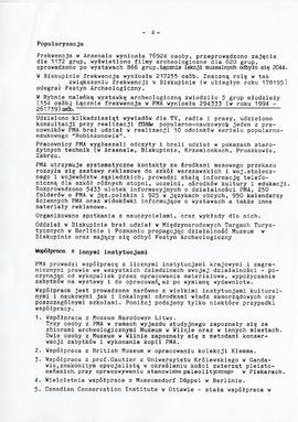 Państwowe Muzeum Archeologiczne w Warszawie. Sprawozdanie z działalności w roku 1995.   Maszynopi...