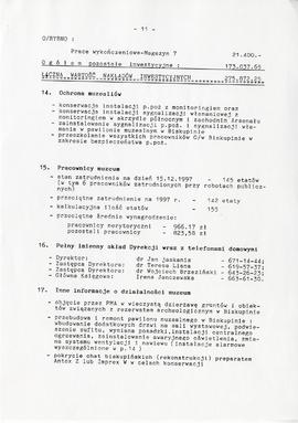 Państwowe Muzeum Archeologiczne w Warszawie. Sprawozdanie z działalności w roku 1997.  Maszynopis...