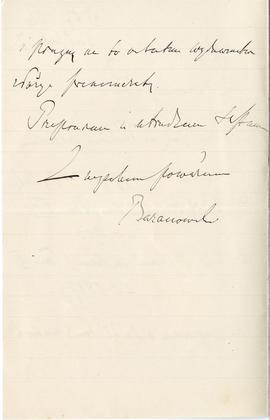 List od Ignacego Baranowskiego do Erazma Majewskiego (rękopis)  strona 2