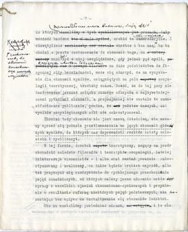 Praca pt.: "Kapitał" - niekompletny maszynopis (brudnopis) pracy Erazma Majewskiego. Ws...