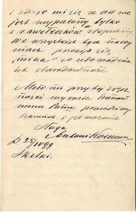 List (rękopis) od Antoniego Korczewskiego do Erazma Majewskiego, strona 4