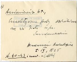 Fiszka z odręcznymi notatkami bibliograficznymi Józefa Żurowskiego  strona 1: "Antoniewicz W...