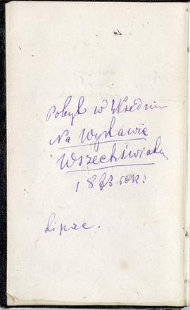 Notes nr 1 z okresu 29.06.1873 r.-24.09.1874 r.  Notatka odręczna Erazma Majewskiego: "Pobyt...