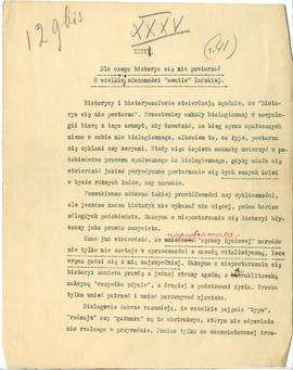 Praca pt.: "Teoria człowieka i cywilizacji" - niekompletny maszynopis pracy Erazma Maje...