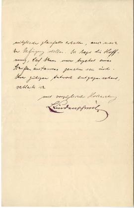 List od L. Lindenschmidta (?) do Erazma Majewskiego z dnia 16.10.1899 r. (rękopis)  strona 2