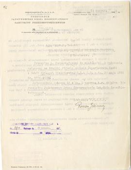 Maszynopis. Pismo nr 244-II/24 z dnia 11 czerwca 1924 r.  Romana Jakimowicza  nowego Kierownika P...