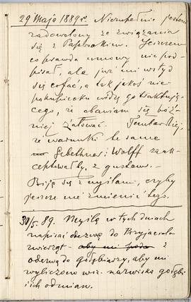Notes nr 33 z wpisami odręcznymi  Erazma Majewskiego z okresu od 25.05.1889 r. - 10.10.1889 r.  s...