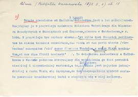 Maszynopis wypisów z K. Römera  Podanie o Kraku i Wandzie  "Biblioteka Warszawska"  t. ...