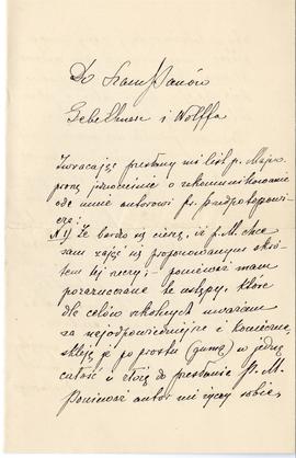 List od Cecylii Niewiadomskiej do firmy Gebethner i Wolff (rękopis)  strona 1