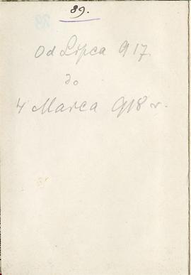 Notatnik nr 89 z odręcznymi notatkami Erazma Majewskiego z okresu od 25.07.1917 r. do 04.03.1918 ...