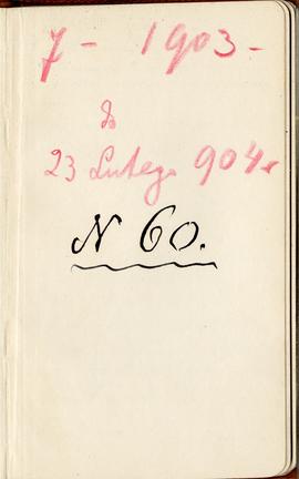 Notatnik nr 60 z odręcznymi notatkami Erazma Majewskiego z okresu od 14.07.1903 r. do 23.02.1904 ...