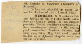 Wycinek prasowy (awers) z dn. 16.07.1902 r. (Gazeta Lwowska  1902  nr 161  str 4) o treści: &quot...