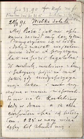 Notes nr nr 37 z wpisami odręcznymi  Erazma Majewskiego z okresu od 15.03.1891 r.-10.10.1891 r.  ...
