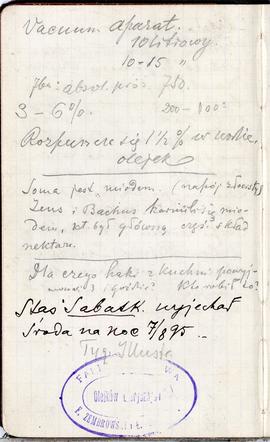 Notes nr 48 z wpisami odręcznymi  Erazma Majewskiego z okresu 08.08.1895 r.-06.03.1896 r.  strona...