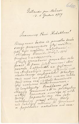 List od Tomasza Grabowskiego do Erazma Majewskiego (rękopis)  strona 1