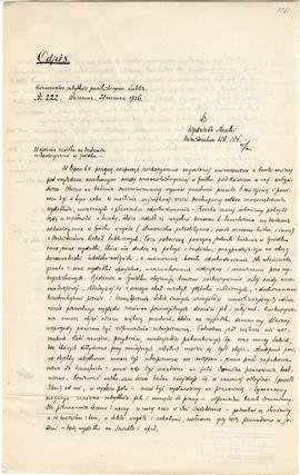 Rękopis. Odpis pisma konserwatora Michała Drewko z dnia 20 czerwca 1926 r. do Wydziału Nauki Mini...